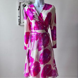 DVF Irina Wrap Dress, Kimono Leaf Almond, 14